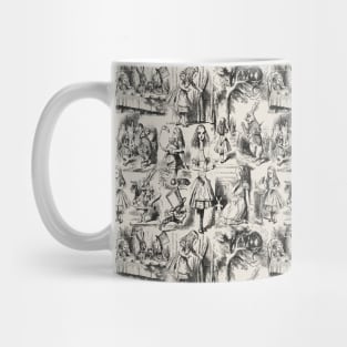 Alice in Wonderland | Toile de Jouy Pattern | Black and Beige | Mug